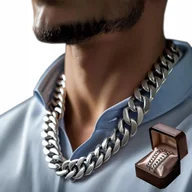 Naszyjniki męskie - ŁAŃCUCH Srebrny Męski Naszyjnik Łańcuszek Pancerka Kubański GRUBY Włoski - miniaturka - grafika 1
