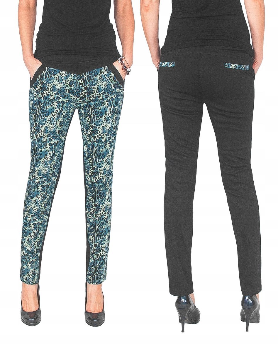 Spodnie Damskie Rurki Bawełniane Panterka 56433 L