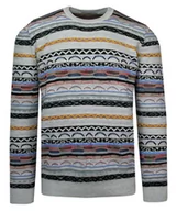 Swetry męskie - Sweter Szary z Okrągłym Dekoltem, Wzór Geometryczny, Męski, U-neck -YAMAK - Yamak - miniaturka - grafika 1