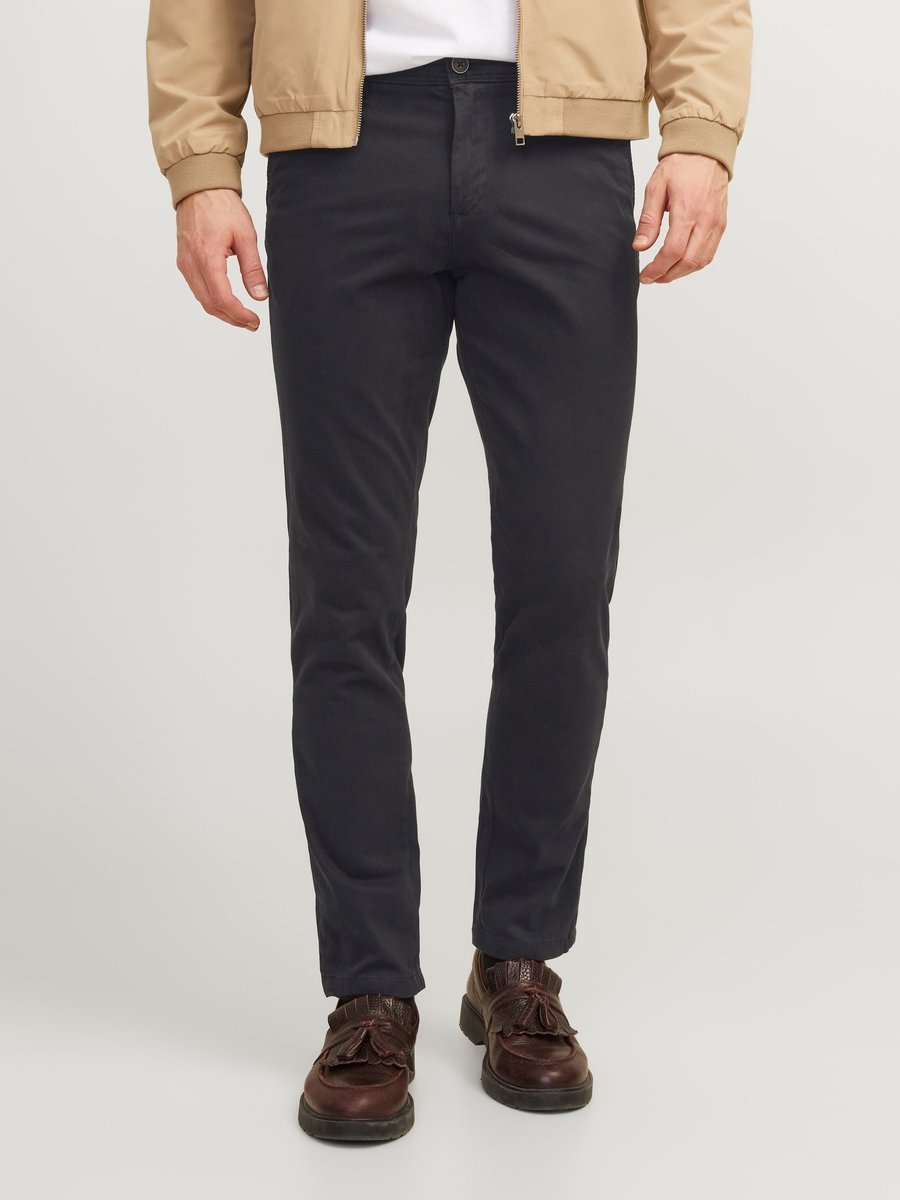 JACK & JONES CZARNE PROSTE SPODNIE CASUAL Z BAWEŁNY 31/32 7BA