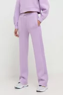 Spodnie damskie - Guess spodnie dresowe kolor fioletowy z nadrukiem - miniaturka - grafika 1
