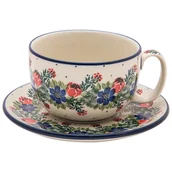 Filiżanki - Filiżanka Do Herbaty Kawy 350 Ml Ze Spodkiem - Ceramika Artystyczna Bolesławiec - miniaturka - grafika 1