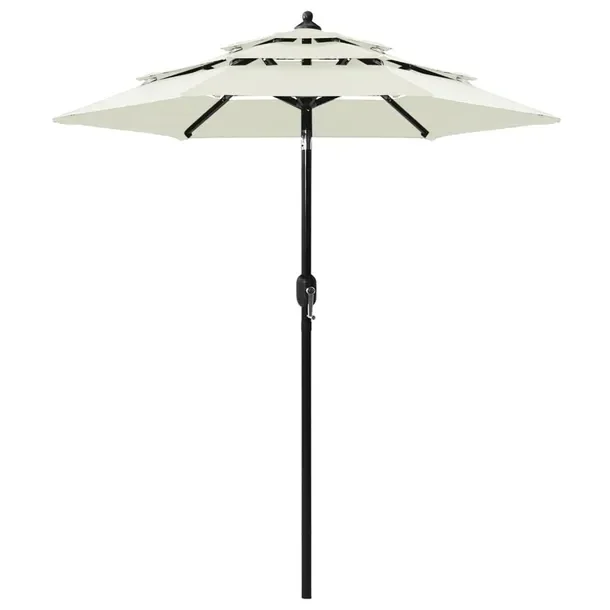 Parasol ogrodowy 3-poziomowy UV, piaskowy, 200x228 cm, aluminiowe żebra