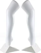 Manekiny wystawowe - zestaw 2 nogawek do prezentacji pończoch i skarpet, nogawka dekoracyjna - damska, 56 cm nogawka dekoracyjna ze stojakiem, manekin - nogawka o realistycznym kształcie, nogawka do skarpet - kolor biały - miniaturka - grafika 1