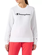 Bluzy damskie - Champion Damska bluza z okrągłym dekoltem Legacy American Classics Powerblend z logo frotte, biały, XS - miniaturka - grafika 1
