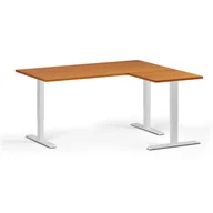 Biurka - Stół z regulacją wysokości, 3 silniki, 745 - 1215 mm, narożnik L/P, blat 1600 x 1400 mm, podstawa biała, czereśnia - miniaturka - grafika 1