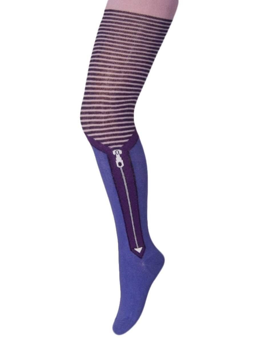 Dziewczęce rajstopy bawełniane fioletowe, suwak, Milusie r.116/122