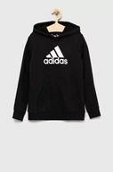 Bluzy dla chłopców - adidas bluza dziecięca U BL kolor czarny z kapturem wzorzysta - miniaturka - grafika 1