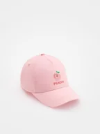 Czapki damskie - Reserved - Czapka z daszkiem z haftem - pastelowy róż - miniaturka - grafika 1