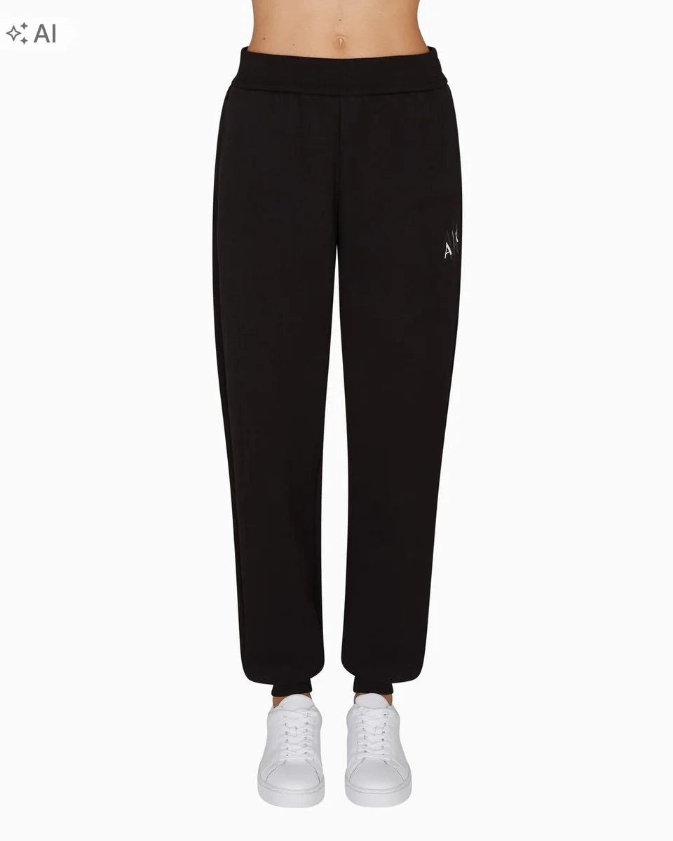 ARMANI EXCHANGE CZARNE DRESOWE SPODNIE BAWEŁNIANE Z LOGO XS 7DA