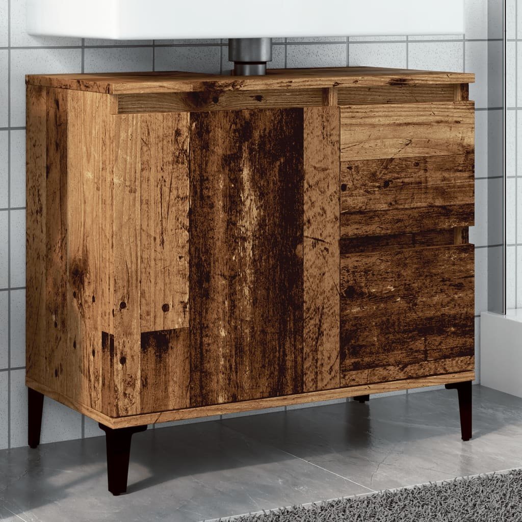 vidaXL Szafka pod umywalkę, stare drewno, 65x33x60 cm