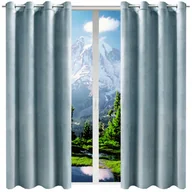 Zasłony - Zasłony welurowe gładkie komplet 140x250 - 2 szt. kółka zasłona do salonu - miniaturka - grafika 1