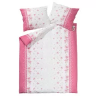 Pościel - Karo Pościel z kory 200x220 wzór 137/1 Kwiatki Różowo-Białe na guziki 100% bawełna gruba - miniaturka - grafika 1