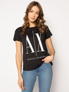 Giorgio Armani Exchange T-Shirt 8NYTCX YJG3Z 1200 Czarny Regular Fit - Koszulki i topy damskie - miniaturka - grafika 1