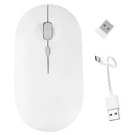 Myszki - Myszka bezprzewodowa Alogy mysz ergonomiczna mała do laptopa PC bluetooth 2.4GHz cicha biała - miniaturka - grafika 1