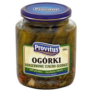 Ogórki konserwowe Cukero-słodkie Provitus 640G - Pasztet i przetwory mięsne - miniaturka - grafika 1