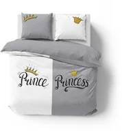 Pościel - Detexpol Pościel bawełniana 160x200 Prince Princess szara biała 4110 A 2 poszewki 70x80 Holland 129 - miniaturka - grafika 1