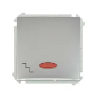 Wyłączniki światła i elektryczne - Simon Włącznik schodowy z podświetleniem BASIC inox, metalizowany - miniaturka - grafika 1
