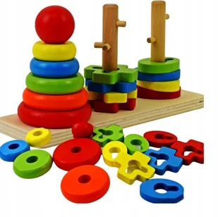 DREWNIANA UKŁADANKA EDUKACYJNA SORTER MONTESSORI KLOCKI DREWNIANE DZIECI - Sortery dla dzieci - miniaturka - grafika 1