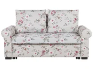 Sofy i kanapy - Beliani Sofa rozkładana w kwiaty jasnoszara SILDA - miniaturka - grafika 1