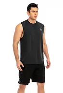 Koszulki sportowe męskie - MEETWEE Męska koszulka sportowa, oddychająca, chłodna, sucha siateczka, warstwa bazowa, topy z krótkim rękawem, koszulka do biegania na siłownię, Czarny-bez rękawów, L - miniaturka - grafika 1