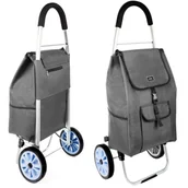Torby i wózki na zakupy - Wózek na zakupy składany zakupowy torba na dużych kółkach 44l SZARY - miniaturka - grafika 1