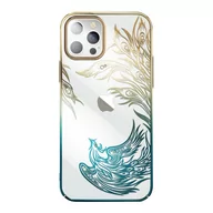 Etui i futerały do telefonów - Luksusowe etui iPhone 14 z kryształami Kingxbar Phoenix - złoto-niebieskie - miniaturka - grafika 1