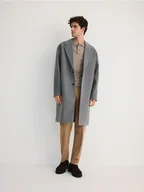 Płaszcze damskie - Reserved - Płaszcz z kołnierzem - jasnoszary - miniaturka - grafika 1