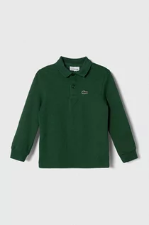 Bluzki dla chłopców - Lacoste longsleeve bawełniany dziecięcy kolor zielony gładki - grafika 1