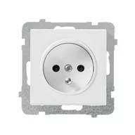 Gniazdka elektryczne - LEDart pojedyncze z uziemieniem, bez ramki - Ospel Sonata GP-1RZ/m/00, kolor biały, 16A/250V - miniaturka - grafika 1