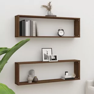 vidaXL Półki ścienne, 2 szt., brązowy dąb, 100x15x30 cm - Półki do salonu - miniaturka - grafika 1