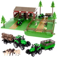 Samochody i pojazdy dla dzieci - Farma Zagroda Zwierzątka Zwierzęta Traktor Przyczepa Figurki Krowa Koń 102 KRUZZEL - miniaturka - grafika 1