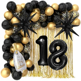 Ścianka zestaw balonów na 18 urodziny czarny 79szt urodzinowe czarno-złote - Balony i akcesoria Ścianka zestaw balonów na 18 urodziny czarny 79szt urodzinowe czarno-złote - Balony i akcesoria - miniaturka - grafika 1