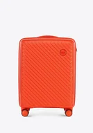 Walizki - Mała walizka z polipropylenu w tłoczone paski pomarańczowa - miniaturka - grafika 1