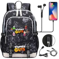 Torby na laptopy - Plecak STUMBLE GUYS dla kobiet i mężczyzn - 15,6-calowa torba na laptopa z ładowaniem USB, wodoodporna tornister szkolny, mochilas z kreskówek dla ... - miniaturka - grafika 1