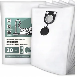 20x Worek do Odkurzacza Starmix Isp iPulse ARDL-1635 Ews Syntetyczny G9 - Worki do odkurzaczy - miniaturka - grafika 1