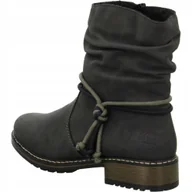 Botki damskie - RIEKER DAMSKIE BOTKI OCIEPLANE NA ZAMEK SZARE 38 JŁA - miniaturka - grafika 1