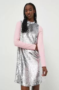 Superdry sukienka kolor srebrny mini prosta - Sukienki - miniaturka - grafika 1