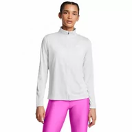 Bluzy sportowe damskie - Damska bluza treningowa rozpinana bez kaptura Under Armour Tech Full Zip - biała - UNDER ARMOUR - miniaturka - grafika 1