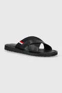 Klapki i japonki męskie - Tommy Hilfiger klapki skórzane CORE LTH CRISS C SANDAL męskie kolor granatowy FM0FM05010 - miniaturka - grafika 1