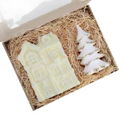 Świece - Zestaw prezentowy świece duży ecru domek +choinka - miniaturka - grafika 1