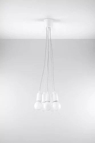 Sollux Lighting Lampa wisząca DIEGO 5 biała NICKEL