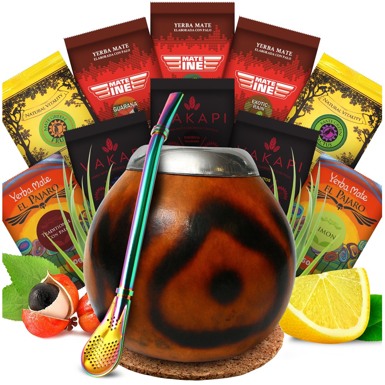 Zestaw Startowy Naturalna Tykwa 10x50g yerba mate Różne Gatunki akcesoria