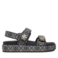 Sandały damskie - Sandały Tory Burch T Monogram Kira Sport 155154 Szary - miniaturka - grafika 1