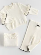 Komplety dla niemowląt - Reserved - Dzianinowy komplet z kokardkami - złamana biel - miniaturka - grafika 1