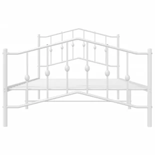 Metalowa rama łóżka z wezgłowiem i zanóżkiem, biała, 100x200 cm Lumarko! - Łóżka - miniaturka - grafika 6