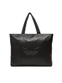 Torebki damskie - adidas Torebka Polyurethane Shopper Outline Trefoil JC6000 Czarny - miniaturka - grafika 1
