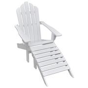 Fotele i krzesła ogrodowe - vidaXL vidaXL Biały drewniany fotel z podnóżkiem - miniaturka - grafika 1