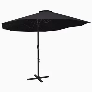 vidaXL Parasol ogrodowy na słupku aluminiowym, 460 x 270 cm, czarny vidaXL - Parasole ogrodowe - miniaturka - grafika 9