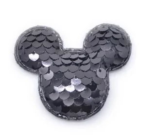 Zabawki kreatywne - Naszywka Myszka Mickey z cekinami, czarna - grafika 1